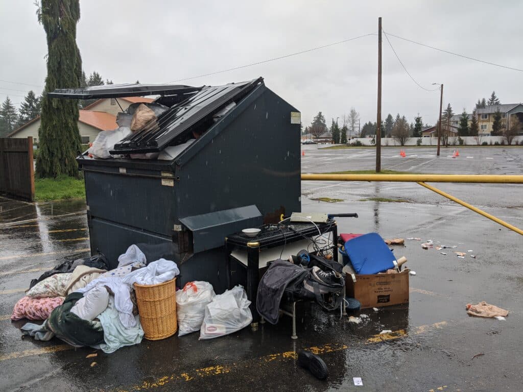 Overfilled Dumpster Clean up and Recycle